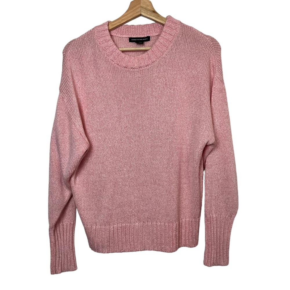 Something Navy Pink Crewneck Sweater